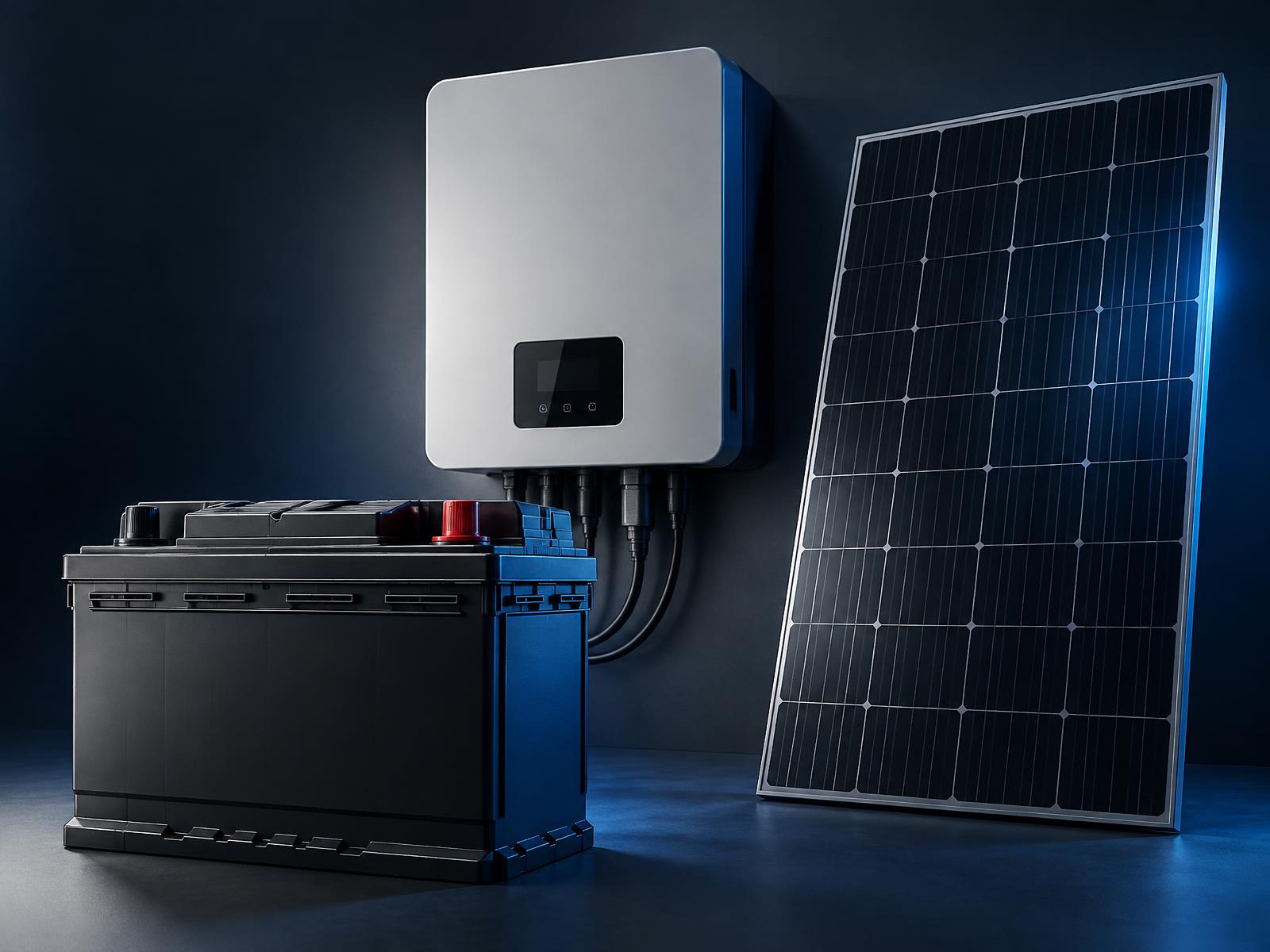 Car battery, wall-mounted home inverter and solar panel arranged together